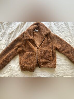urban outfitters Brown Sherpa Zip-Up Jacket